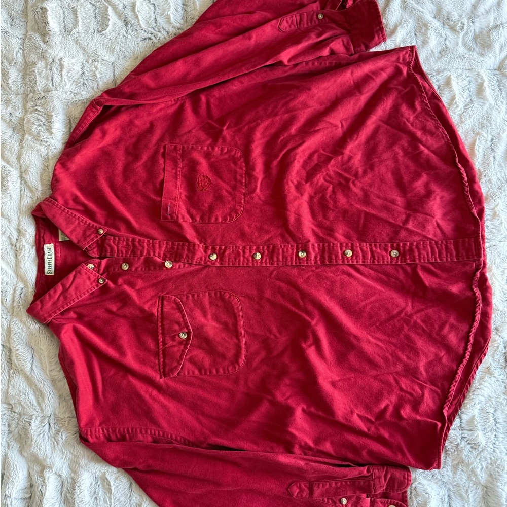 Red Vintage Button-Up Shirt